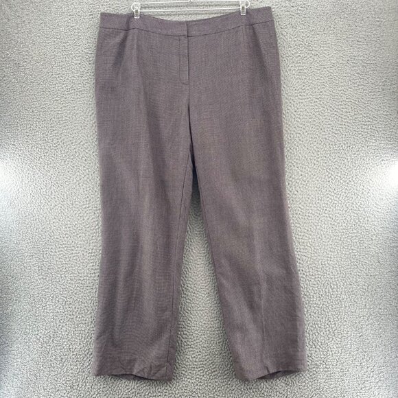 Lafayette 148 New York 18 Plus Brown Wool Lined Wide Leg Pockets Office Career - Picture 1 of 12